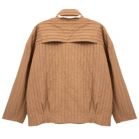 Merely Made Merely Quilted Cropped Shirt Sage Brown 24231SH Degli Uberti